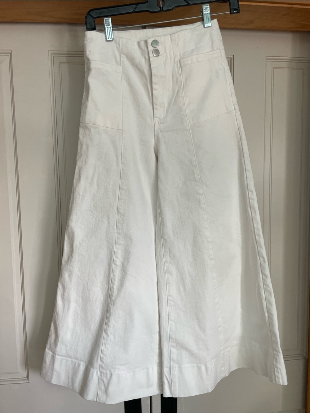 High-Rise Wide Leg White Women's Pants Size S